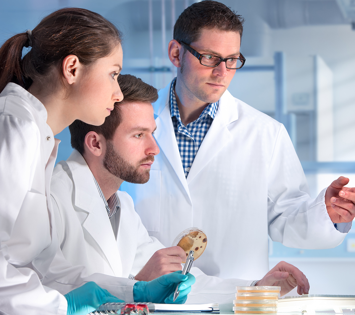 Clinicians reviewing patient records together